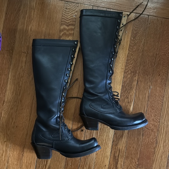 John Fluevog Frontier High Lace Up Boots 8 - Picture 6 of 11